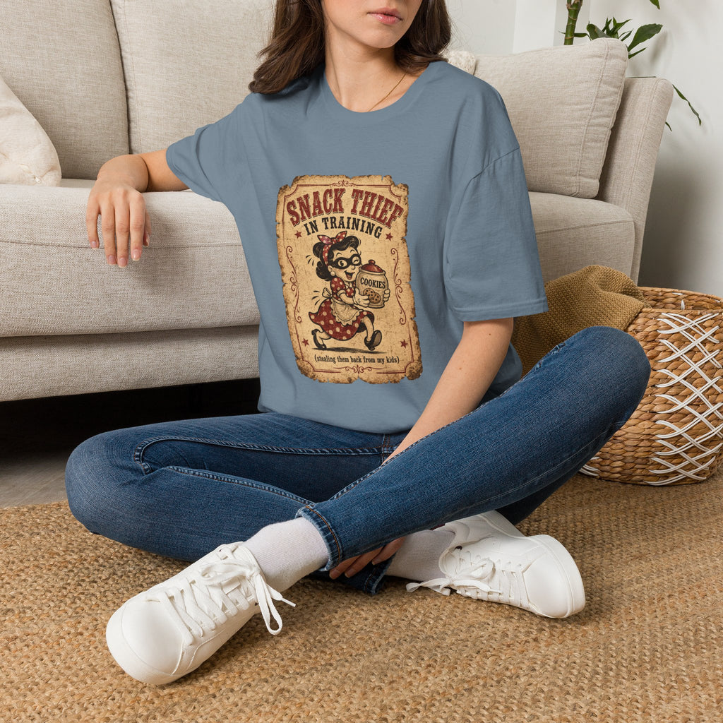 Snack Thief T-Shirt — Funny Retro Cookie Lover Tee ("Snack Thief in Training")