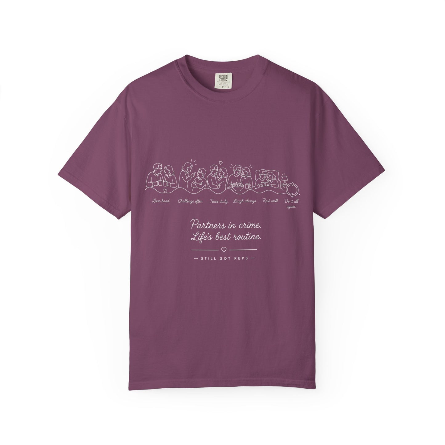 T-Shirt — 'Partners in Crime' Cartoon Lineup Tee — Cute Couples/Best Friends Gift