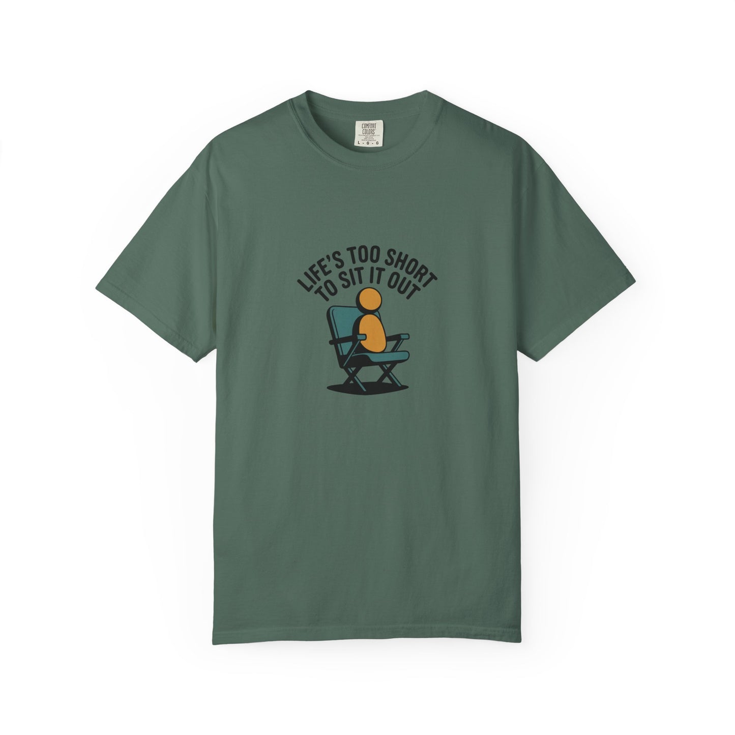 T-Shirt - "Life's Too Short to Sit It Out" Rocking Chair Graphic Tee