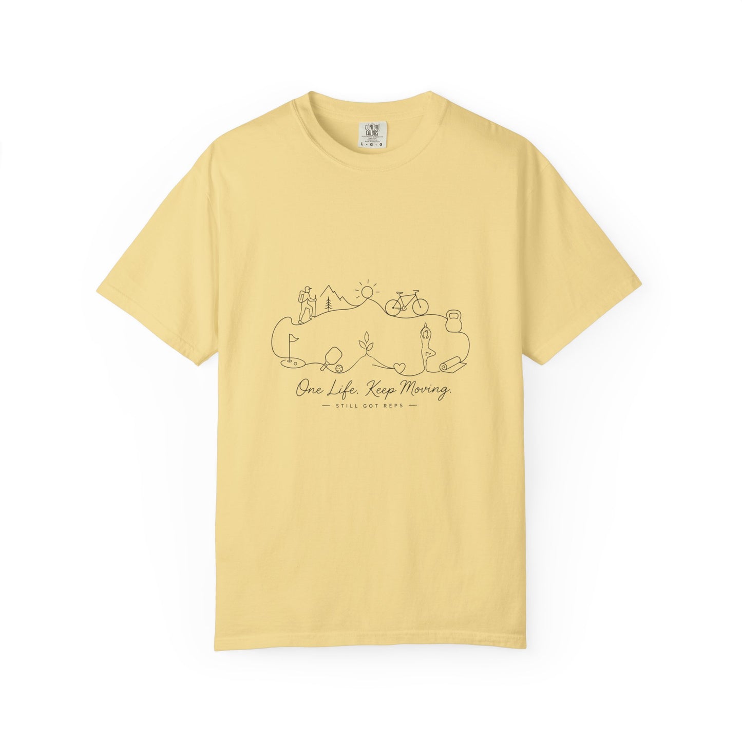 Adventure Line Art T‑Shirt — "One Life Keep Moving" Outdoor Minimalist Tee