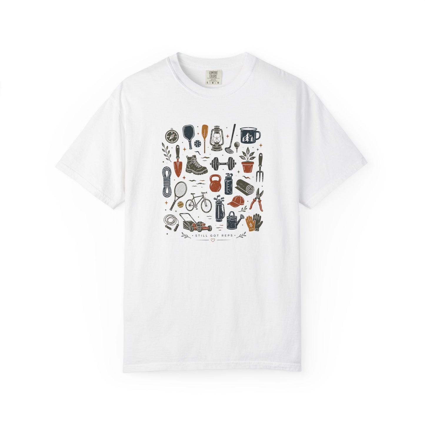 Camping Gear Icons T-Shirt — Outdoor Essentials Illustrated Tee
