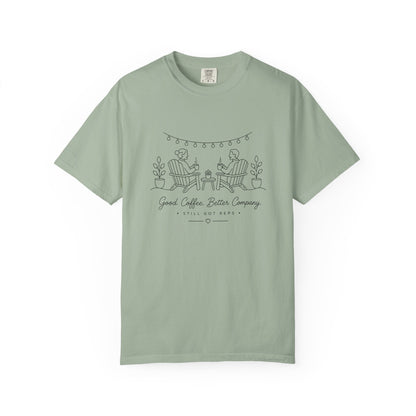 Adventure Series, Coffee Patio Tee — 'Grand Coffee Roasters Company' Minimal Line Art T-Shirt