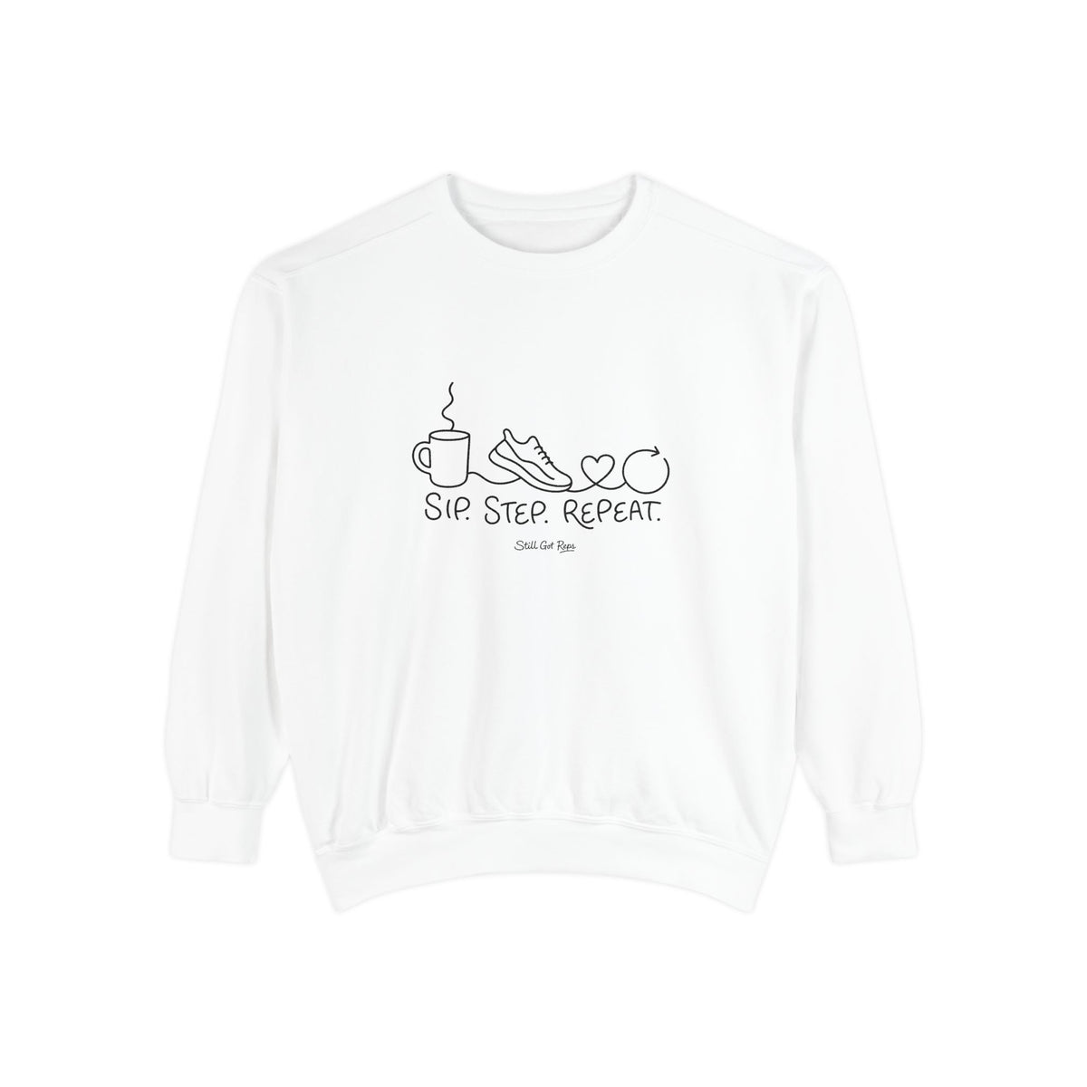 Lifestyle Wellness Pullover | Sip Step Repeat Graphic Sweatshirt | Daily Step Top