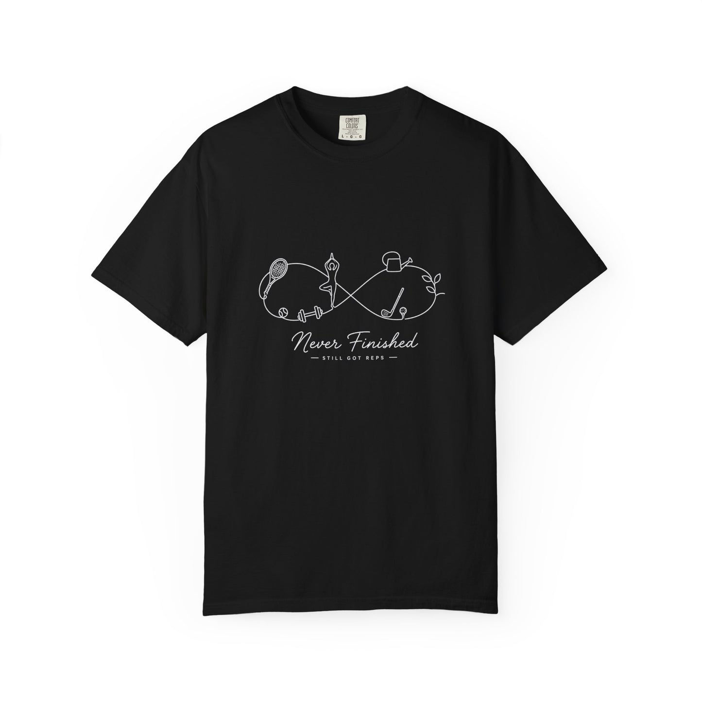 Adventure Series: Infinity Knitting T-Shirt — "Never Finished" Yarn Lover Tee