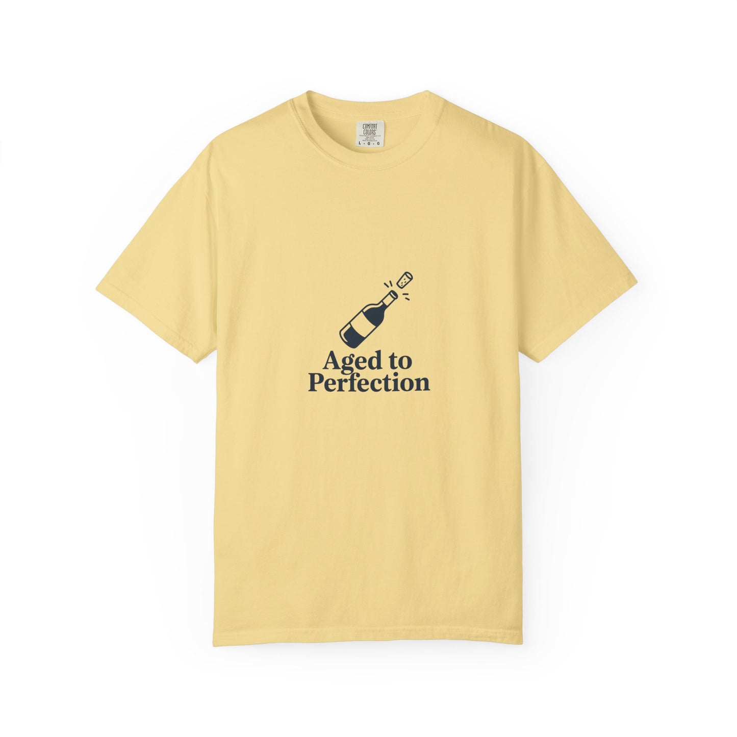 T-Shirt — "Aged to Perfection" Champagne Bottle Graphic