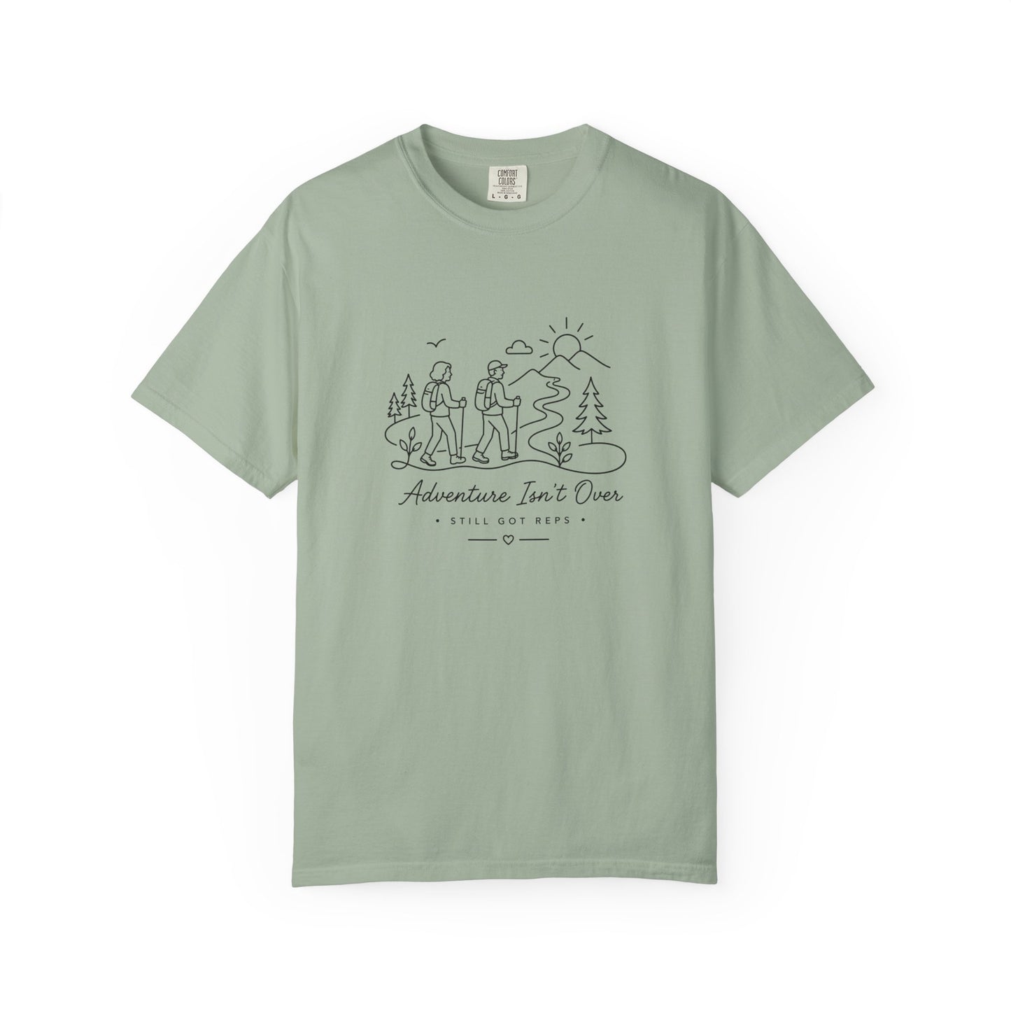 Adventure Series, "Adventure Isn’t Over T-shirt' — Minimal Hiking Outdoor Graphic Tee
