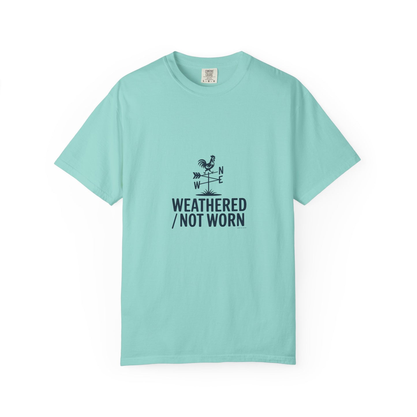 Weathered Not Worn T-Shirt — Vintage Compass Rooster Graphic