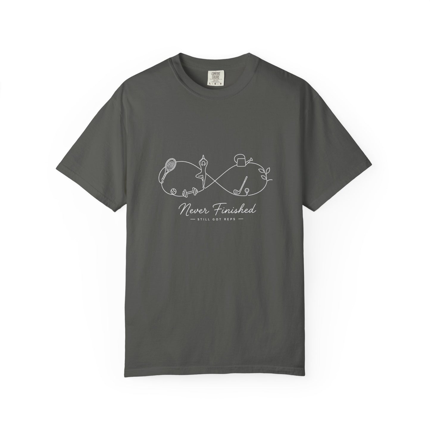 Adventure Series: Infinity Knitting T-Shirt — "Never Finished" Yarn Lover Tee