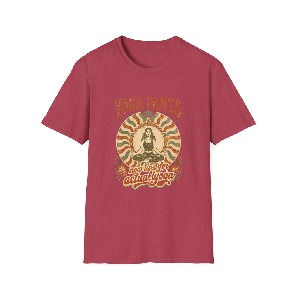 T-Shirt — "Yoga Pants: Now with Actual Yoga" Retro Boho Yoga Tee