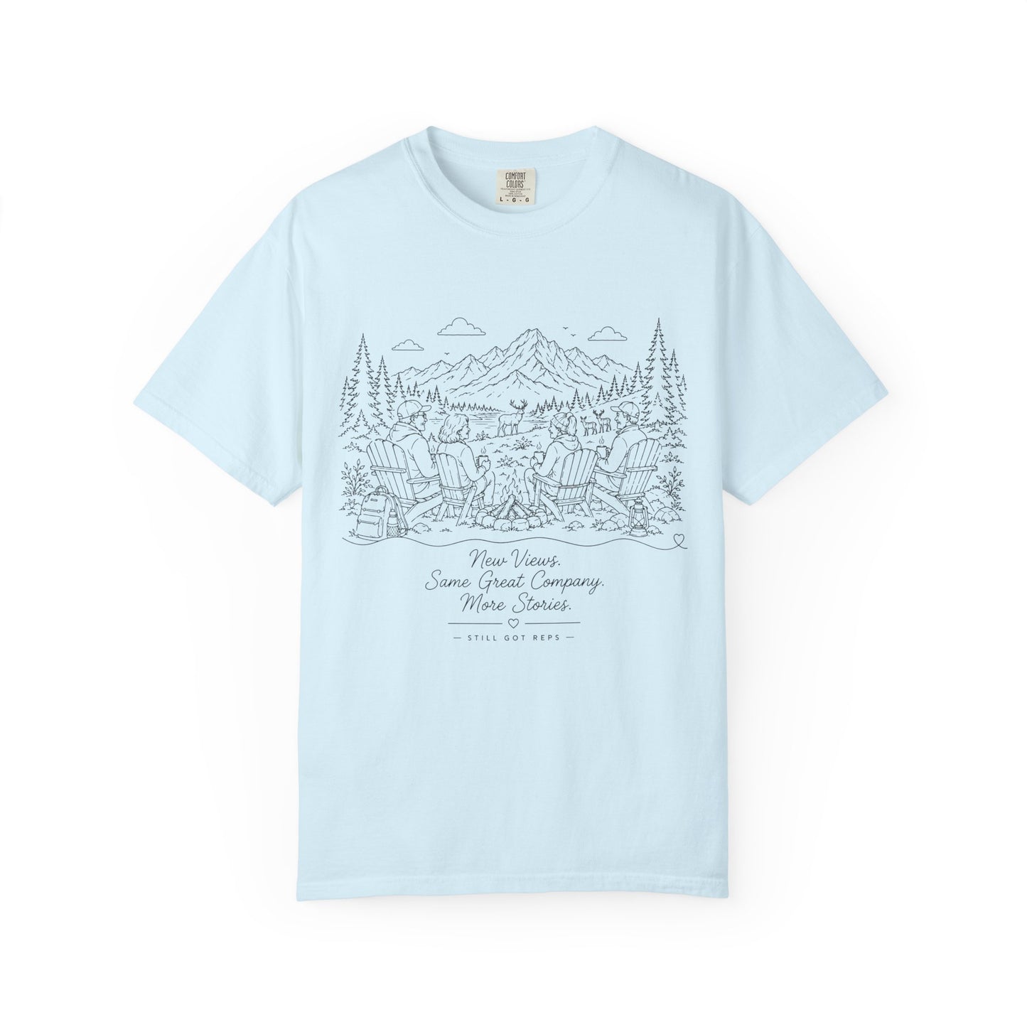 Camping Landscape T-Shirt — Scenic Mountain Campsite Graphic Tee