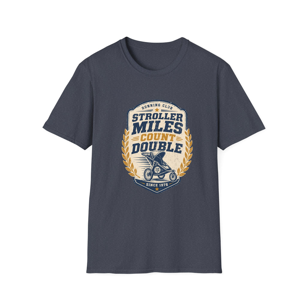 Stroller Miles Count Double T-Shirt — Funny Running Club Mom Tee