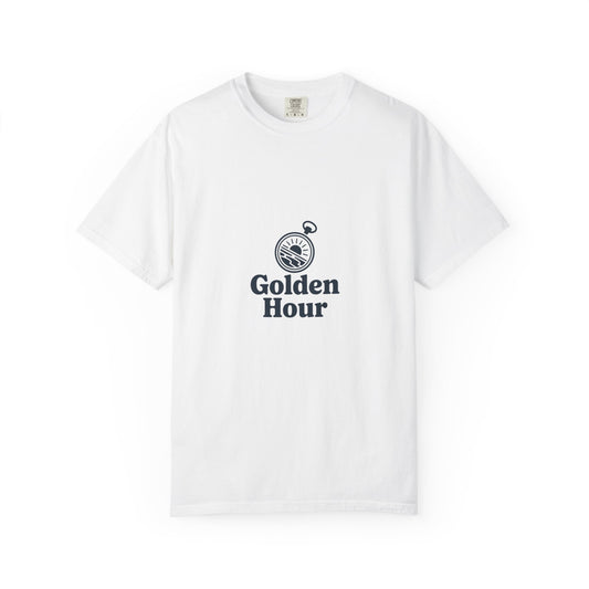 Golden Hour Pocket Tee — Minimal Vintage Pocket Watch Graphic T-Shirt