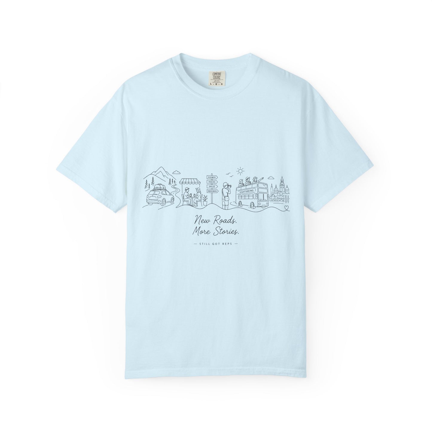 Cityscape Line Art T-Shirt — 'New Roads, New Stories' Minimal Travel Tee