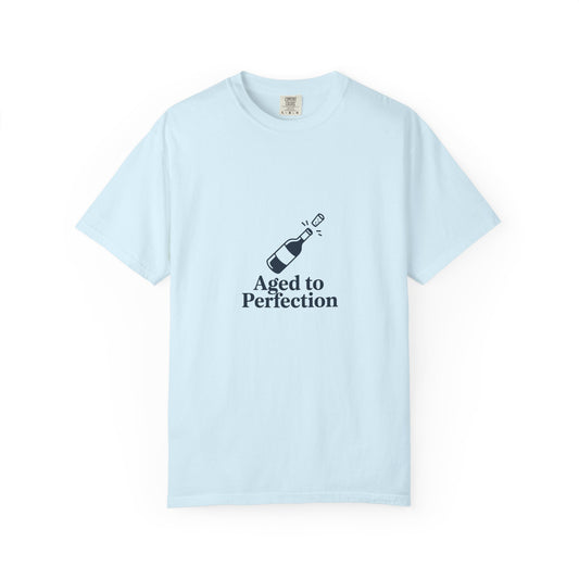 T-Shirt — "Aged to Perfection" Champagne Bottle Graphic