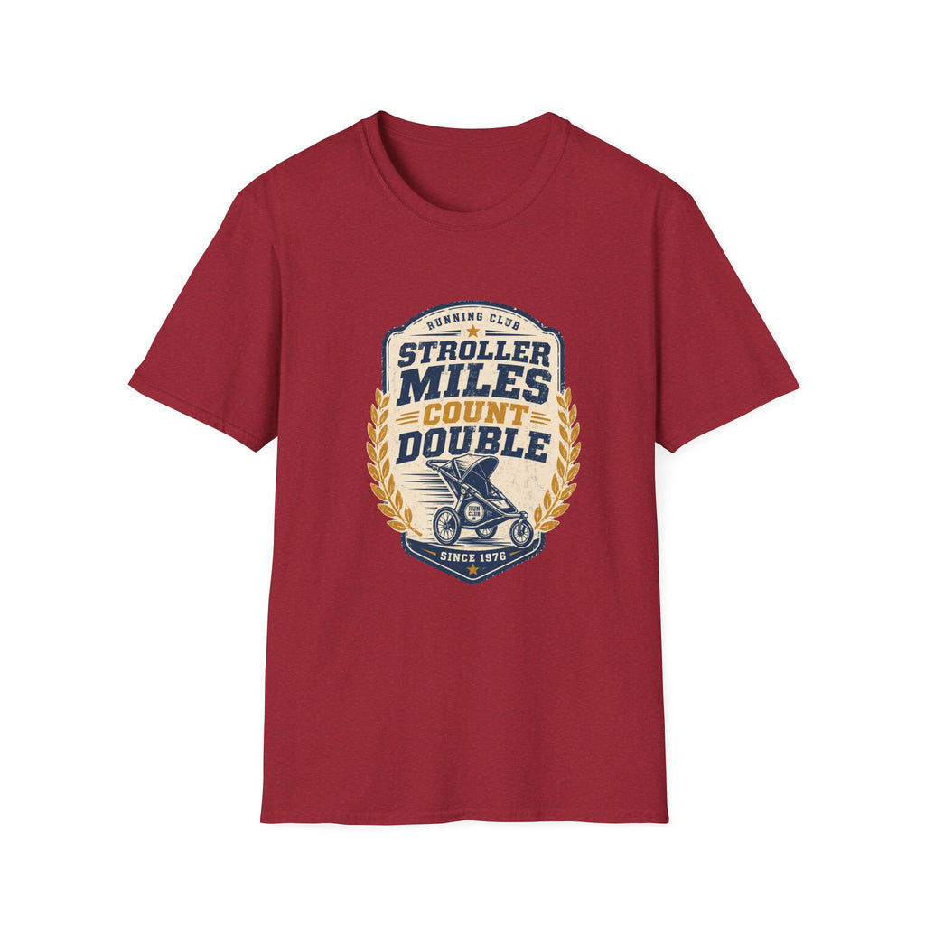 Stroller Miles Count Double T-Shirt — Funny Running Club Mom Tee