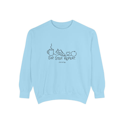 Lifestyle Wellness Pullover | Sip Step Repeat Graphic Sweatshirt | Daily Step Top