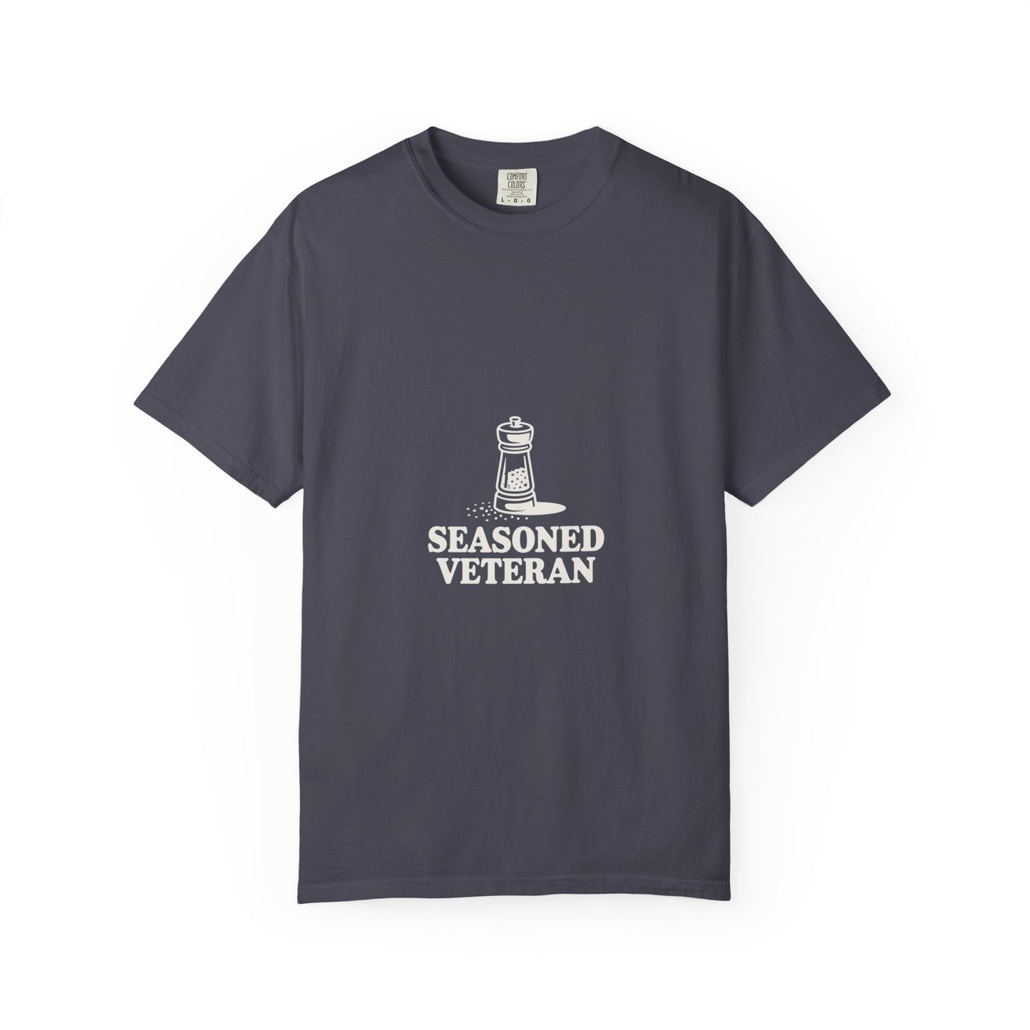 Seasoned Veteran T-Shirt — Military Pride Graphic Tee with Salt Shaker Design