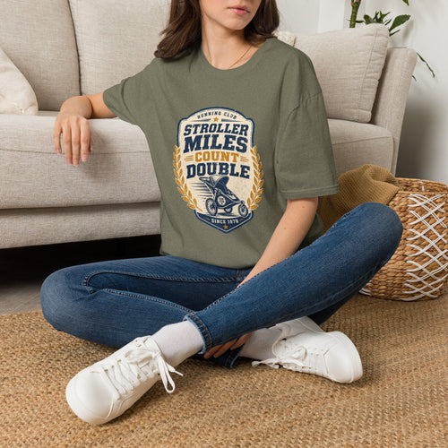 Stroller Miles Count Double T-Shirt — Funny Running Club Mom Tee