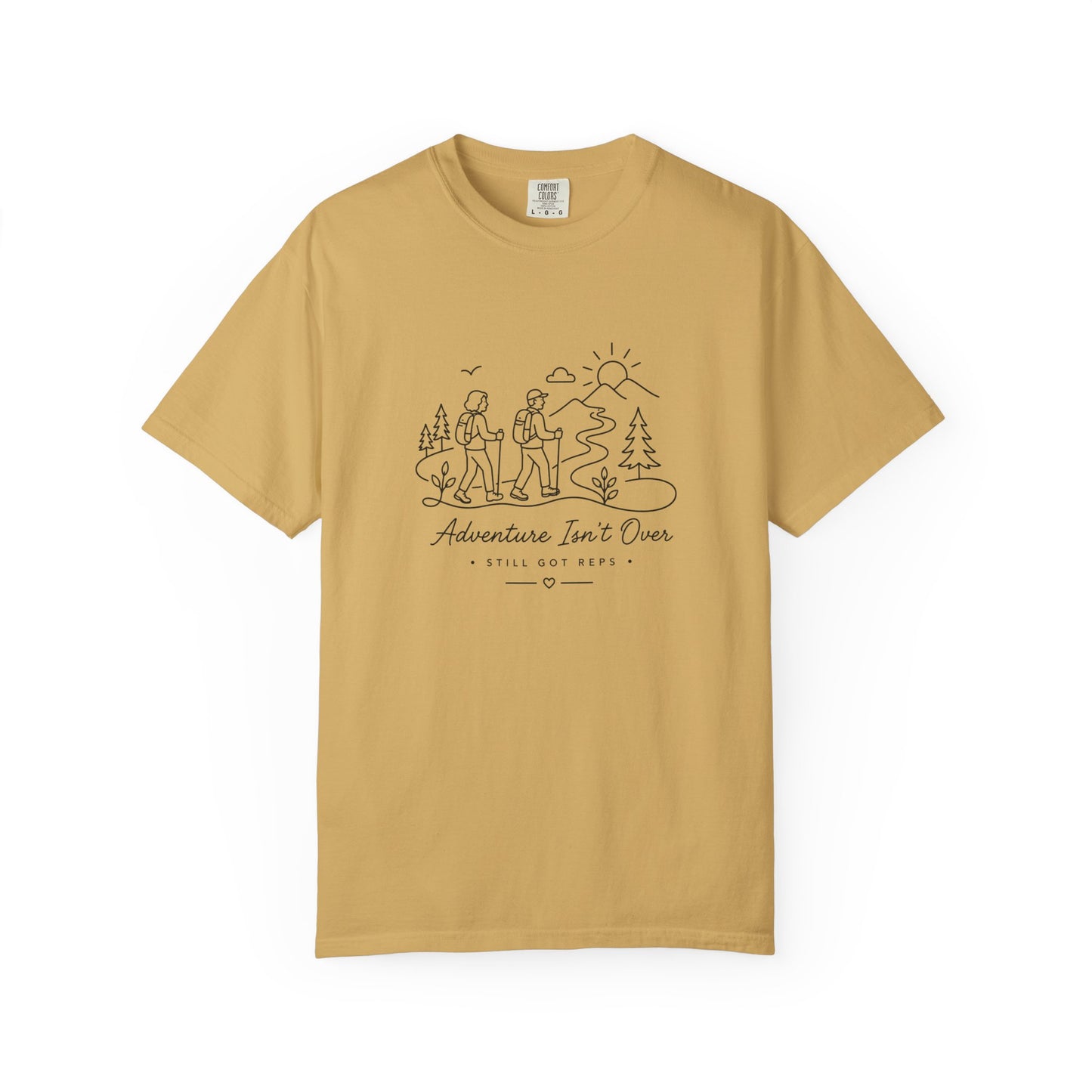 Adventure Series, "Adventure Isn’t Over T-shirt' — Minimal Hiking Outdoor Graphic Tee