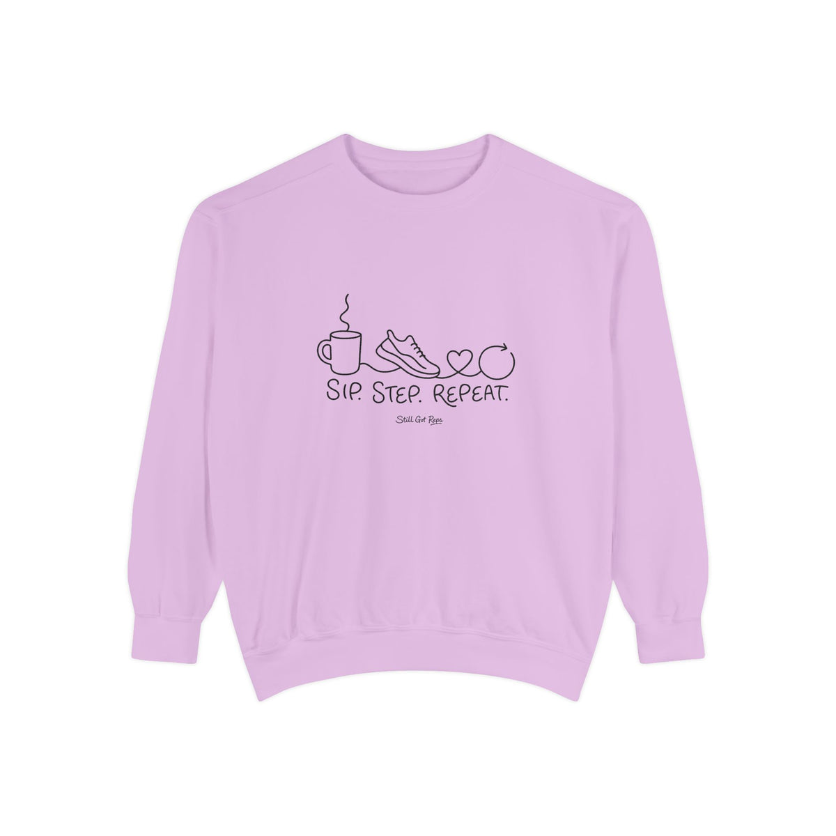 Lifestyle Wellness Pullover | Sip Step Repeat Graphic Sweatshirt | Daily Step Top