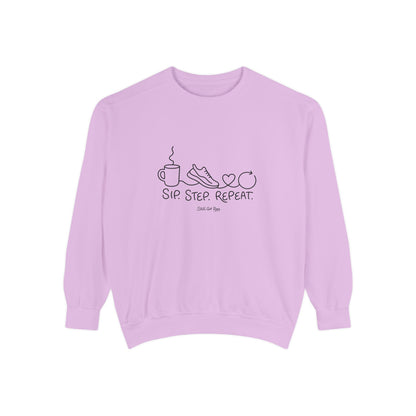 Lifestyle Wellness Pullover | Sip Step Repeat Graphic Sweatshirt | Daily Step Top