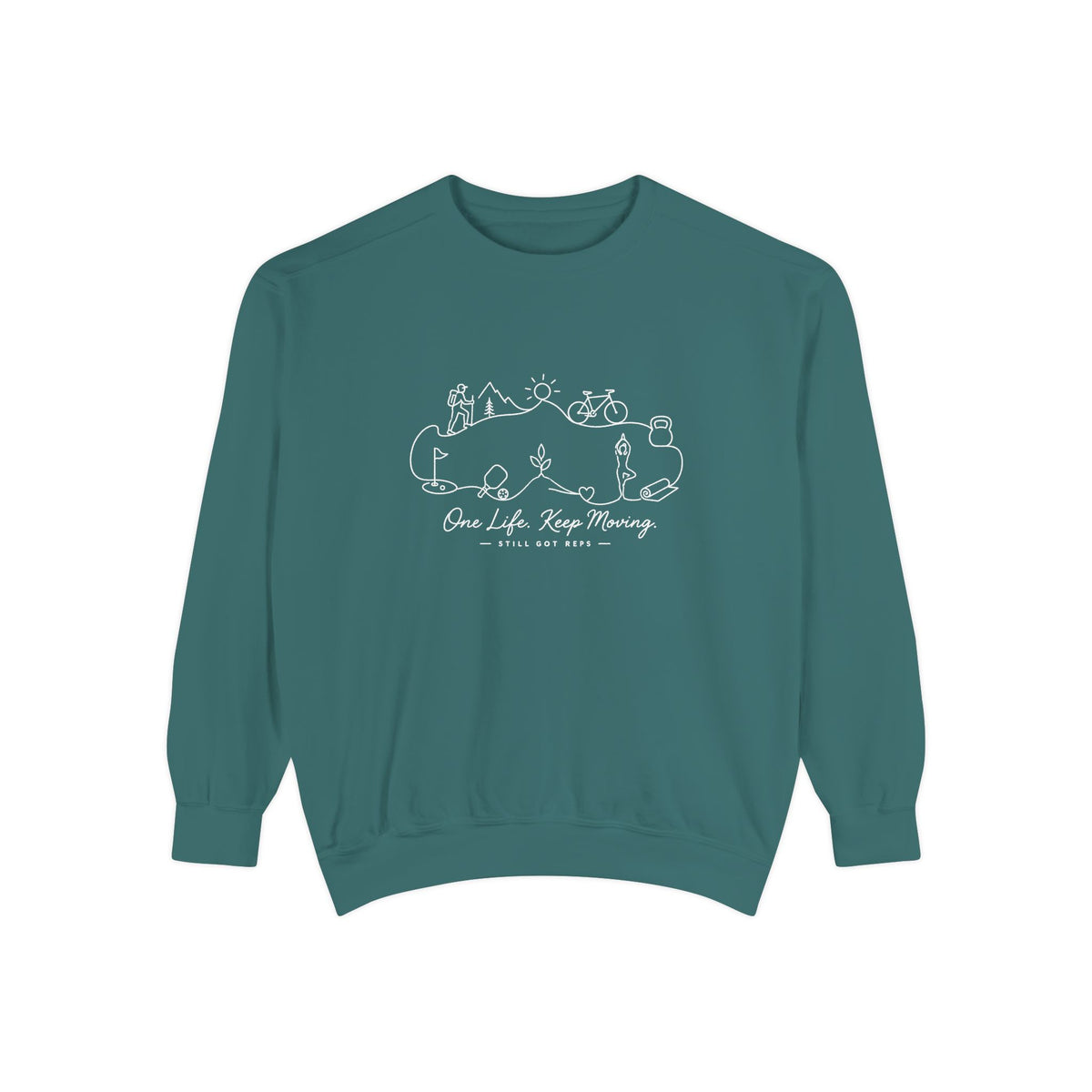 Inspirational Heritage Pullover | One Life Keep Moving Graphic Sweatshirt | Active Lifestyle Top