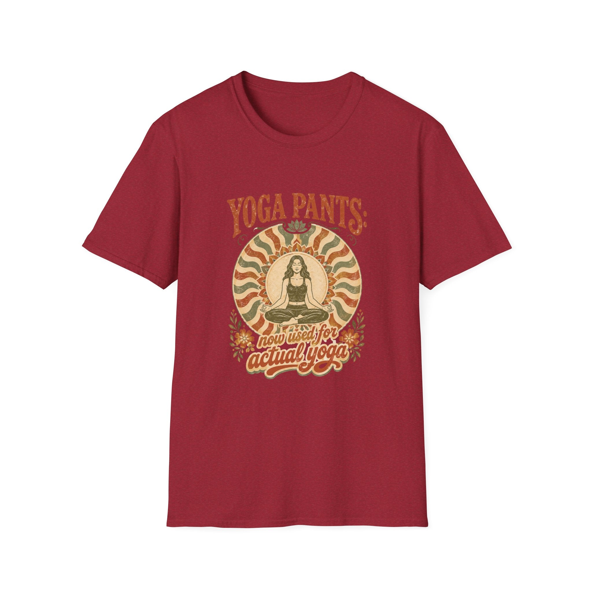 T-Shirt — "Yoga Pants: Now with Actual Yoga" Retro Boho Yoga Tee