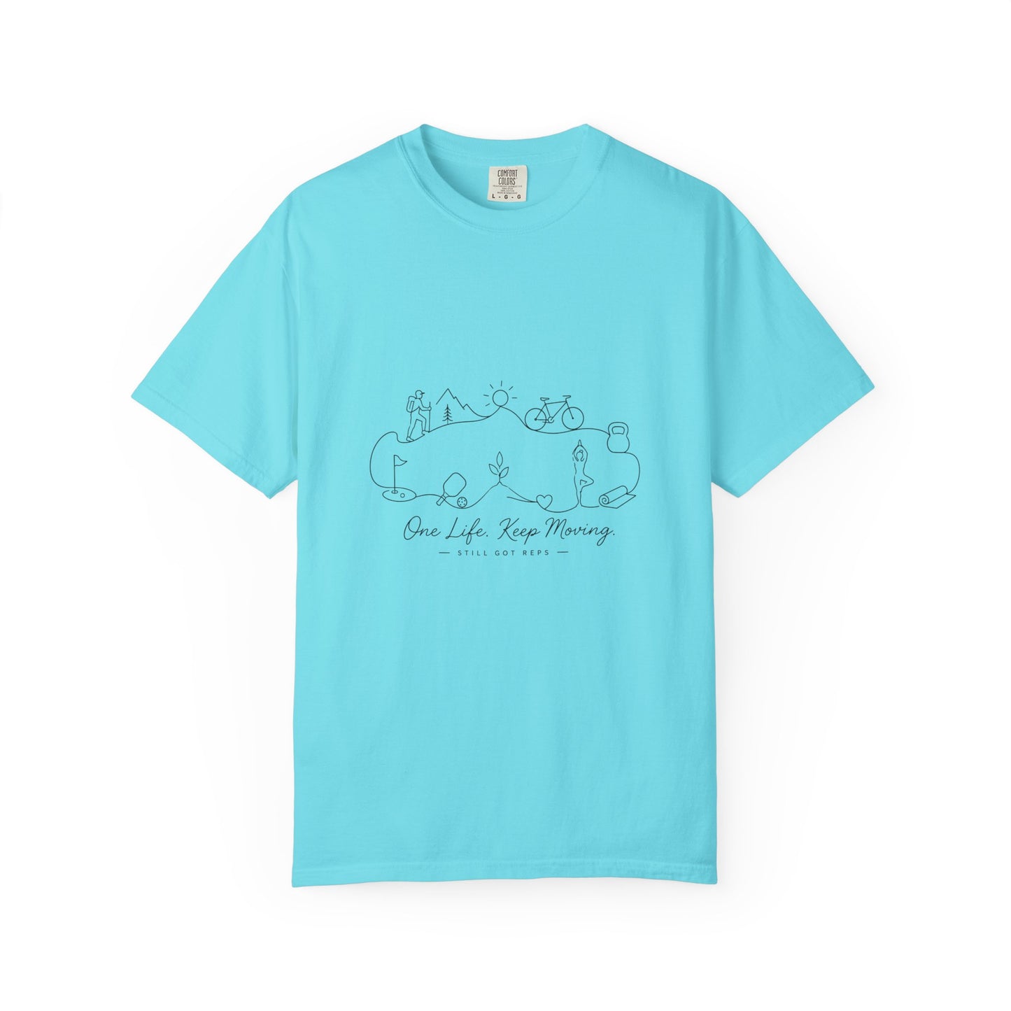 Adventure Line Art T‑Shirt — "One Life Keep Moving" Outdoor Minimalist Tee