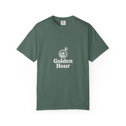 Golden Hour Pocket Tee — Vintage Pocket Watch Graphic T-Shirt