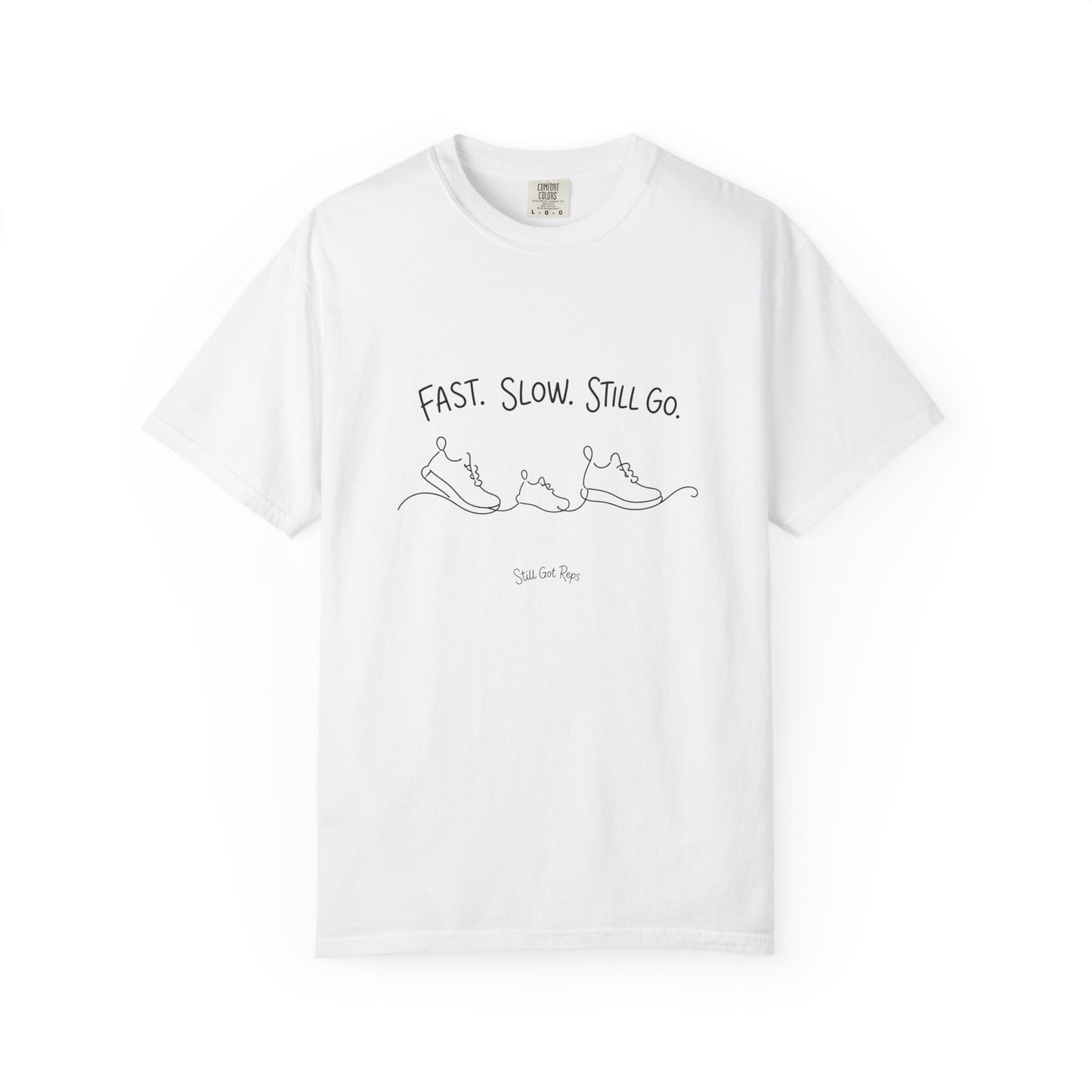 Adventure Series, T-Shirt — "Fast. Slow. Still Go." Minimal Runner Sketch Tee