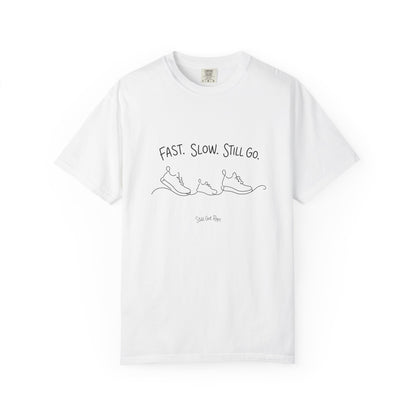 Adventure Series, T-Shirt — "Fast. Slow. Still Go." Minimal Runner Sketch Tee