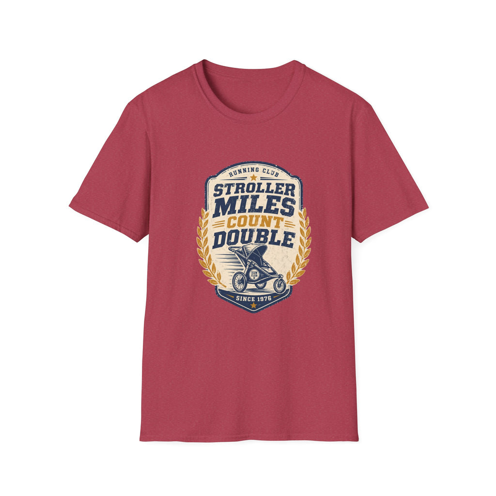 Stroller Miles Count Double T-Shirt — Funny Running Club Mom Tee