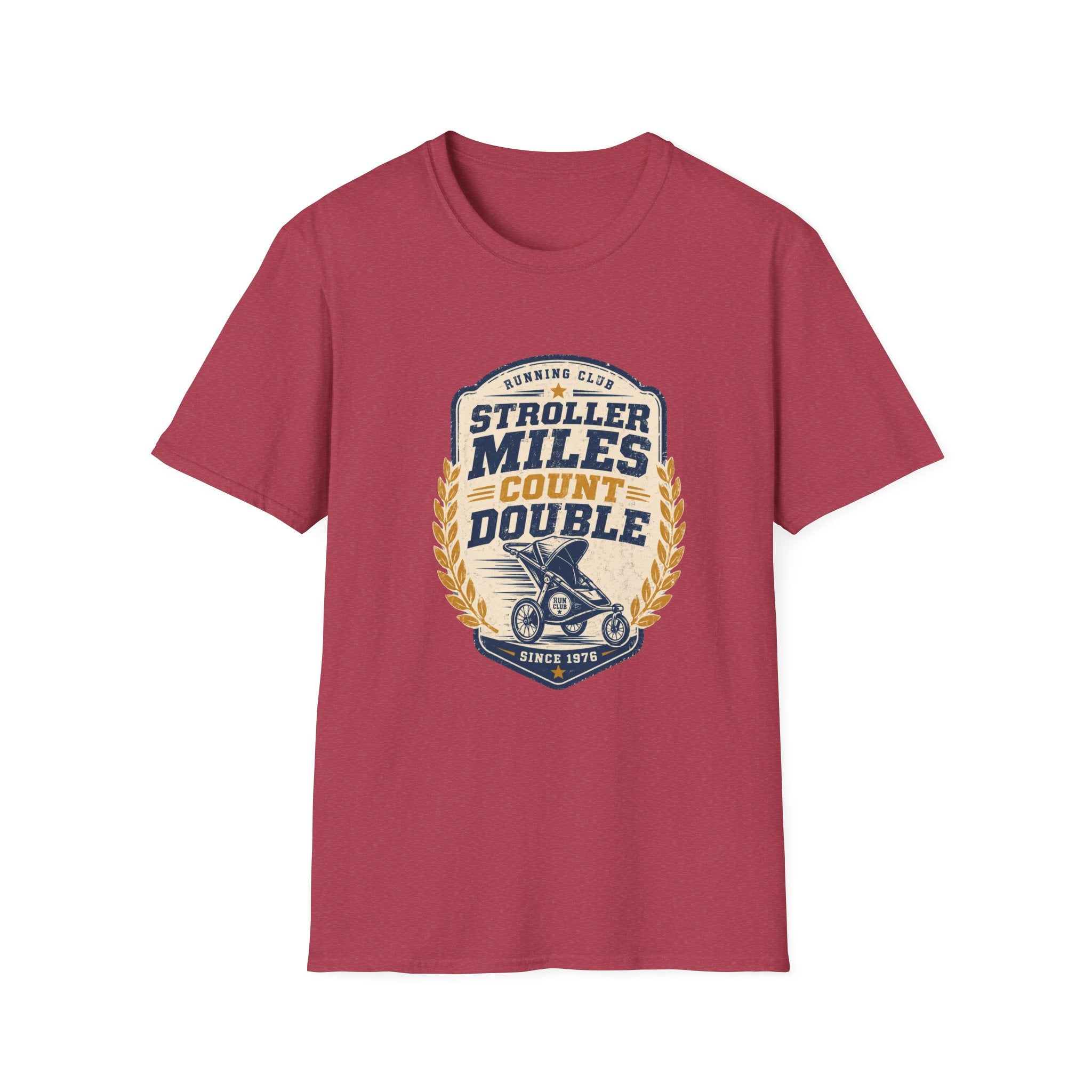 Stroller Miles Count Double T-Shirt — Funny Running Club Mom Tee