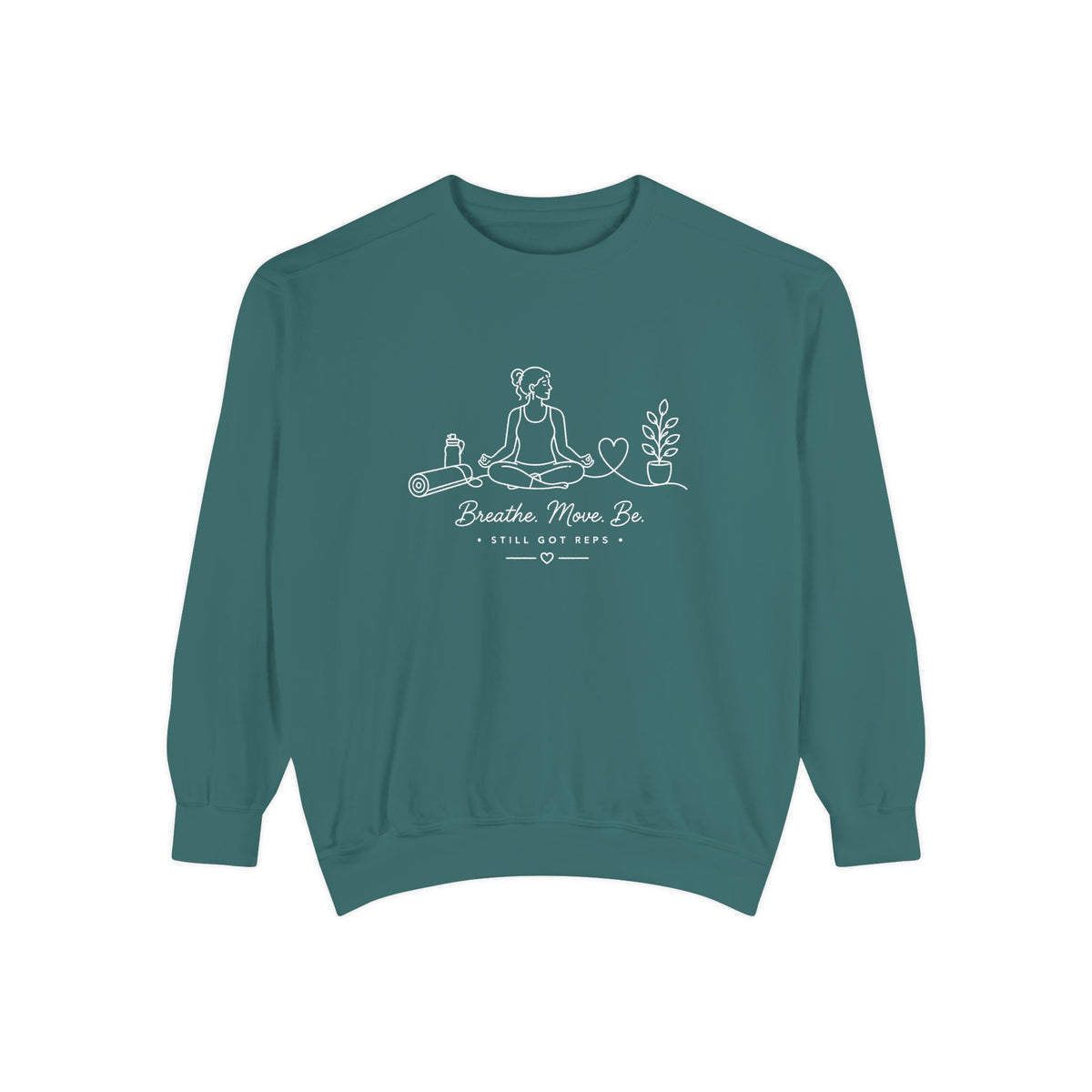 Mindful Living Pullover | Breathe Move Be Graphic Sweatshirt | Active Lifestyle Top