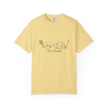 Adventure Series, Tennis Infinity Graphic T-Shirt — "Never Finished" Casual Tee