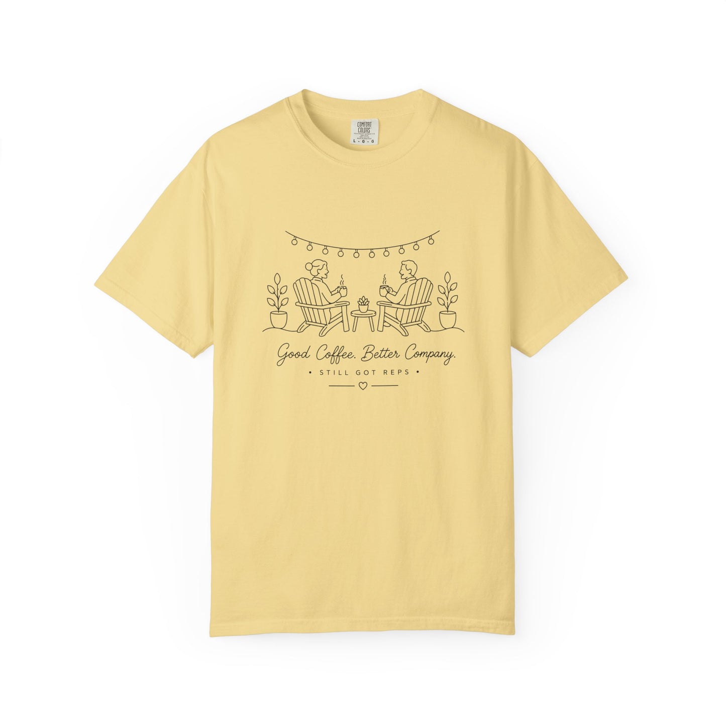 Adventure Series, Coffee Patio Tee — 'Grand Coffee Roasters Company' Minimal Line Art T-Shirt