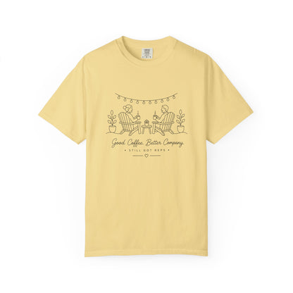 Adventure Series, Coffee Patio Tee — 'Grand Coffee Roasters Company' Minimal Line Art T-Shirt
