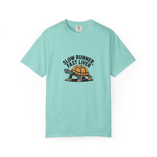 T-Shirt — "Slow Runner Fast Liver" Turtle Graphic Tee