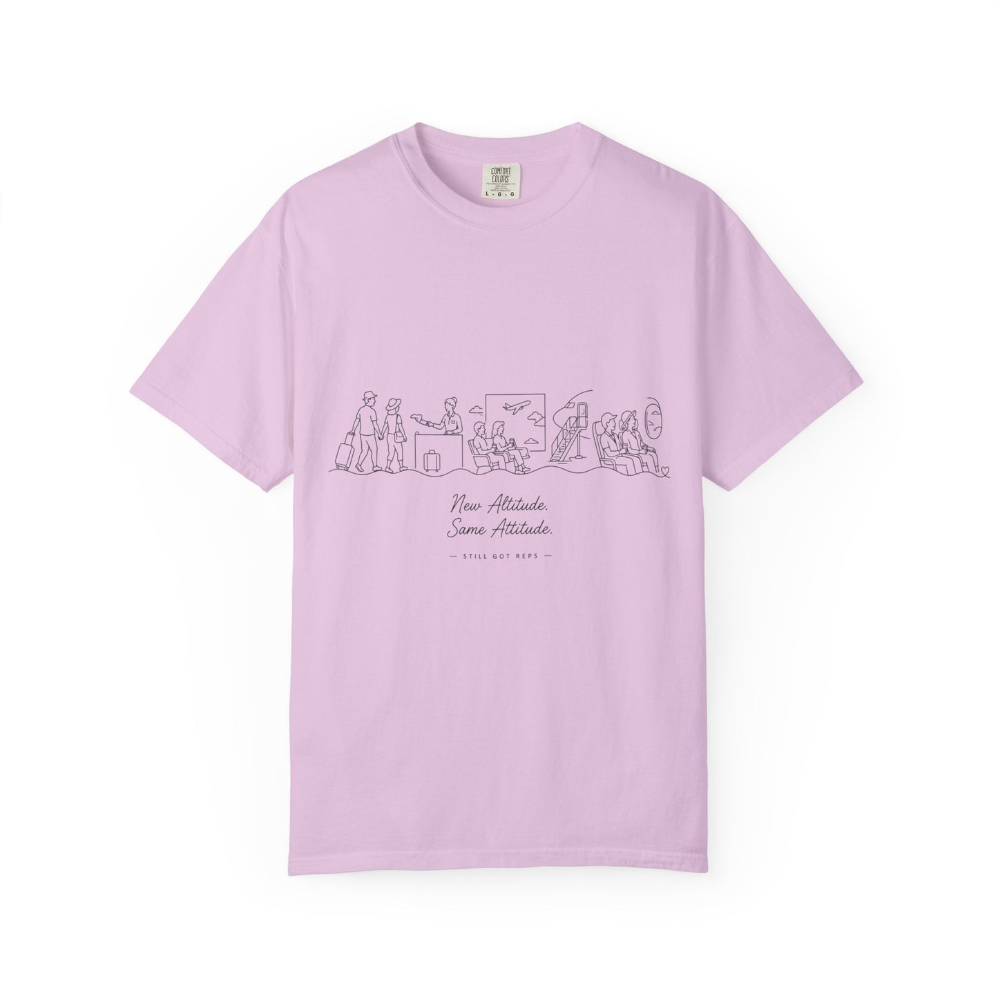Illustrated Line Art T-Shirt — 'New Adventure Same Attitude' Graphic Tee