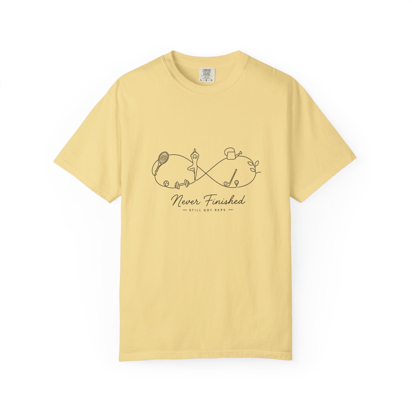 Adventure Series: Infinity Knitting T-Shirt — "Never Finished" Yarn Lover Tee