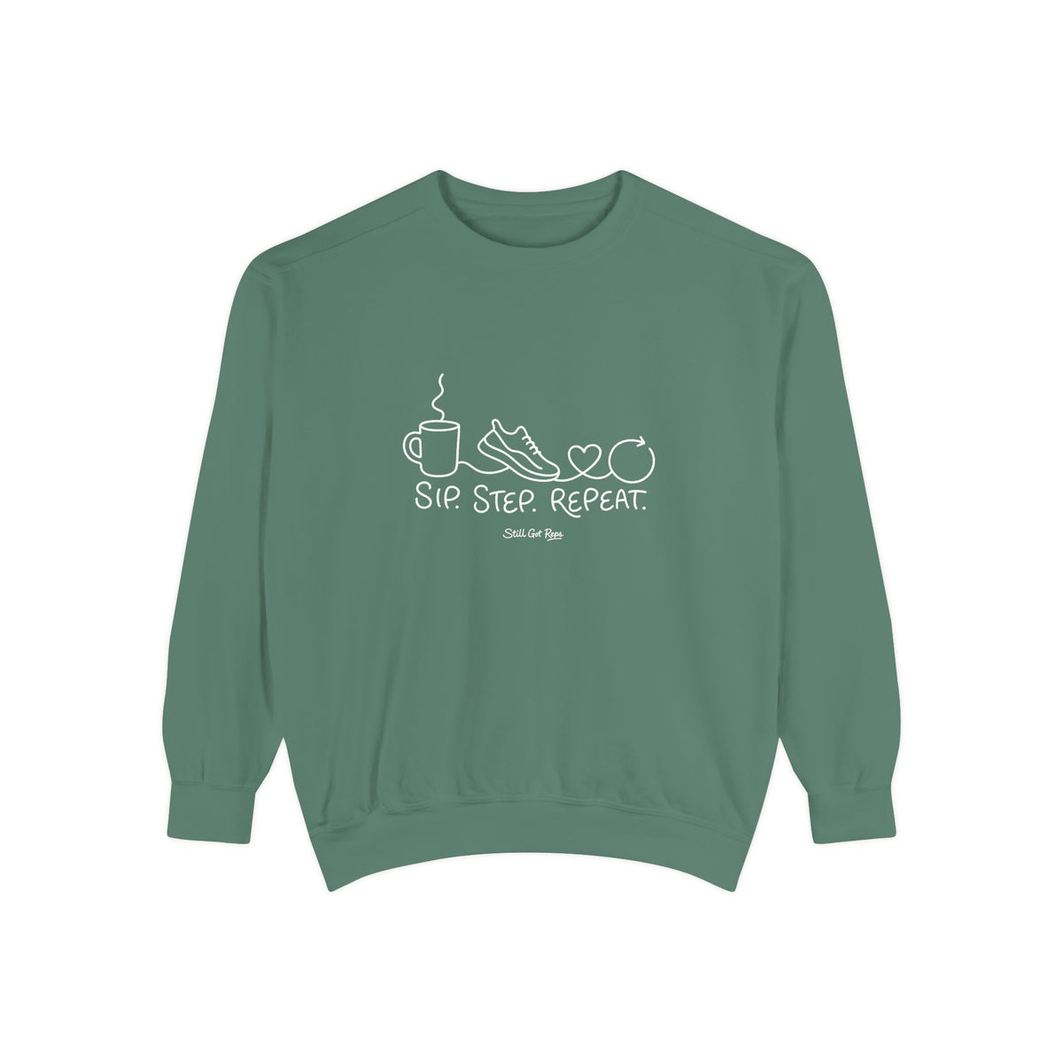 Lifestyle Wellness Pullover | Sip Step Repeat Graphic Sweatshirt | Daily Step Top