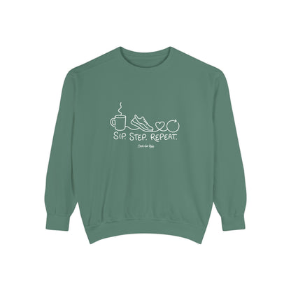 Lifestyle Wellness Pullover | Sip Step Repeat Graphic Sweatshirt | Daily Step Top