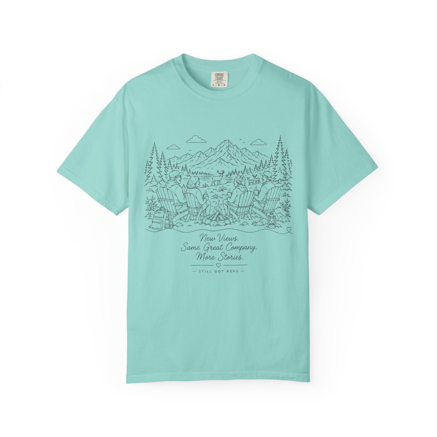 Camping Landscape T-Shirt — Scenic Mountain Campsite Graphic Tee