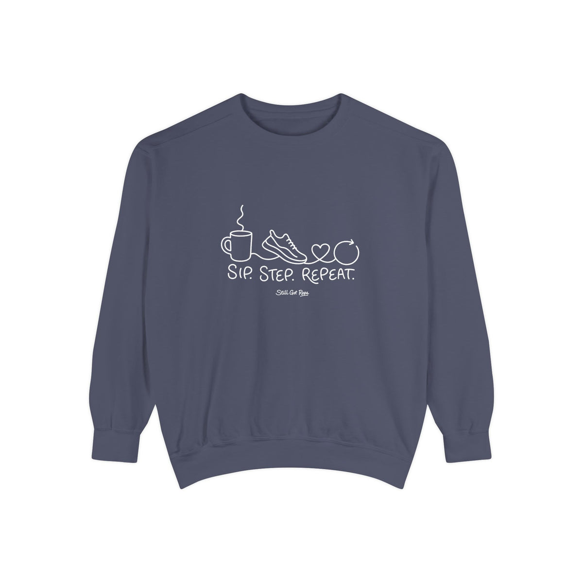 Lifestyle Wellness Pullover | Sip Step Repeat Graphic Sweatshirt | Daily Step Top