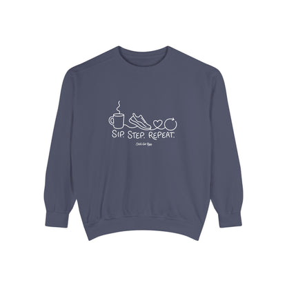 Lifestyle Wellness Pullover | Sip Step Repeat Graphic Sweatshirt | Daily Step Top
