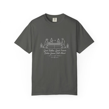 Adventure Series T-Shirt — Minimalist Pickleball Illustration "Good Rallies, Gread Friends Good Times Still Ahead" Graphic Tee