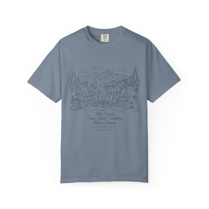 Camping Crew Sketch T-Shirt — 'Camp Vibes' Outdoor Scenic Graphic Tee