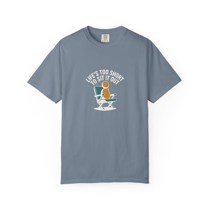 T-Shirt - "Life's Too Short to Sit It Out" Rocking Chair Graphic Tee