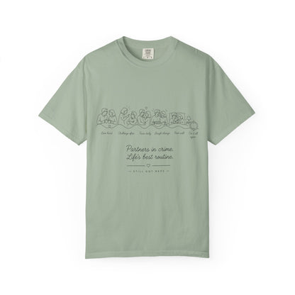 T-Shirt — 'Partners in Crime' Cartoon Lineup Tee — Cute Couples/Best Friends Gift