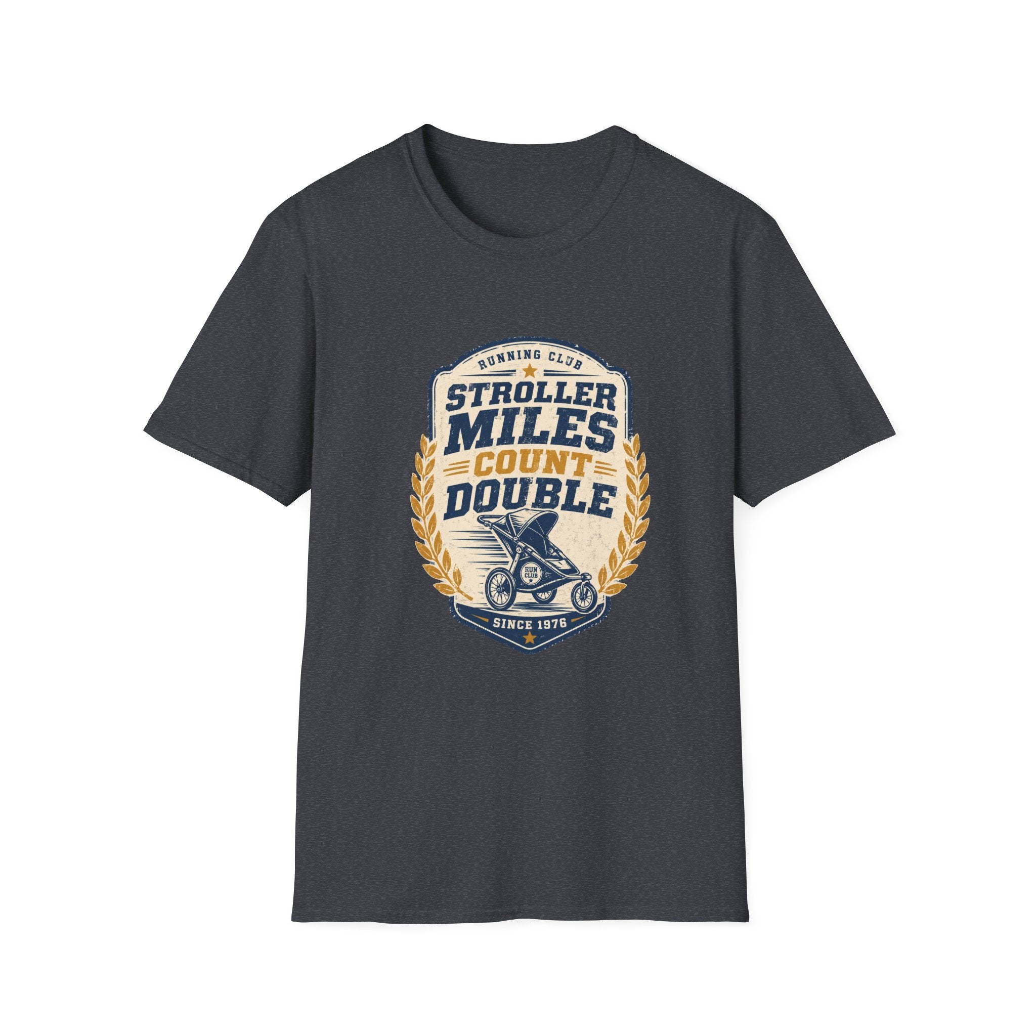 Stroller Miles Count Double T-Shirt — Funny Running Club Mom Tee